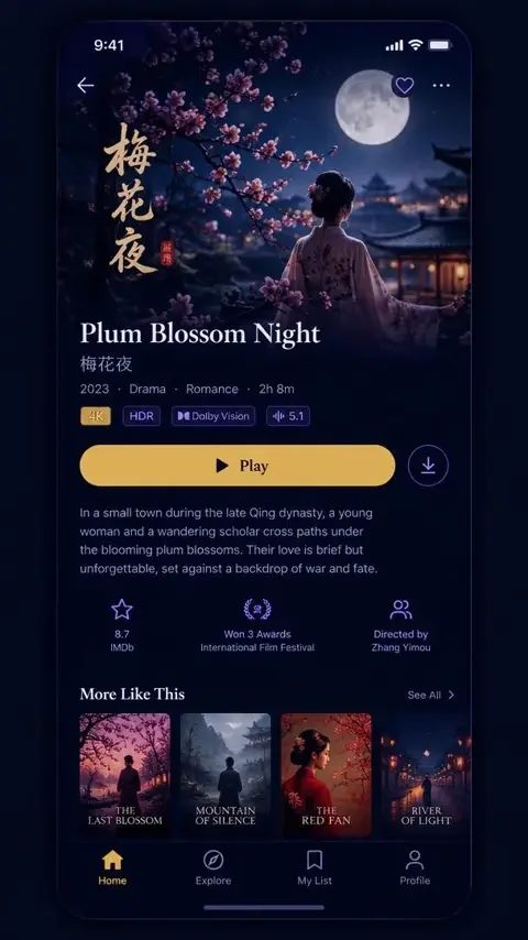 免费播放视频应用界面截图：影片详情